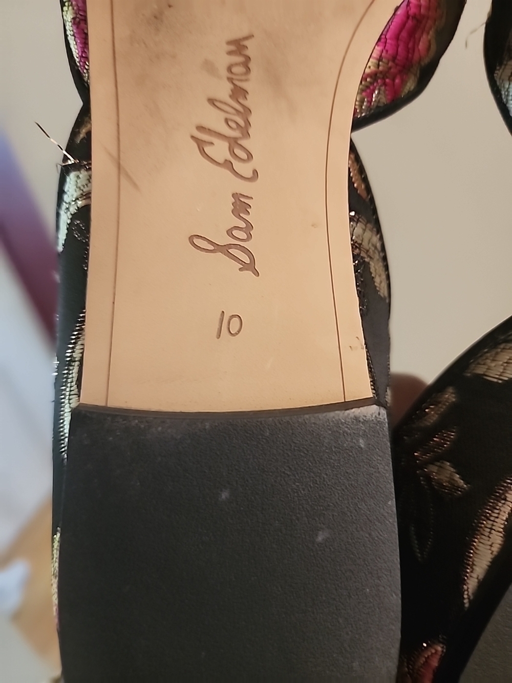 Sam Edelman Rodney Black Pointed-Toe Flats with Metallic Floral Embroidery - Picture 7 of 8